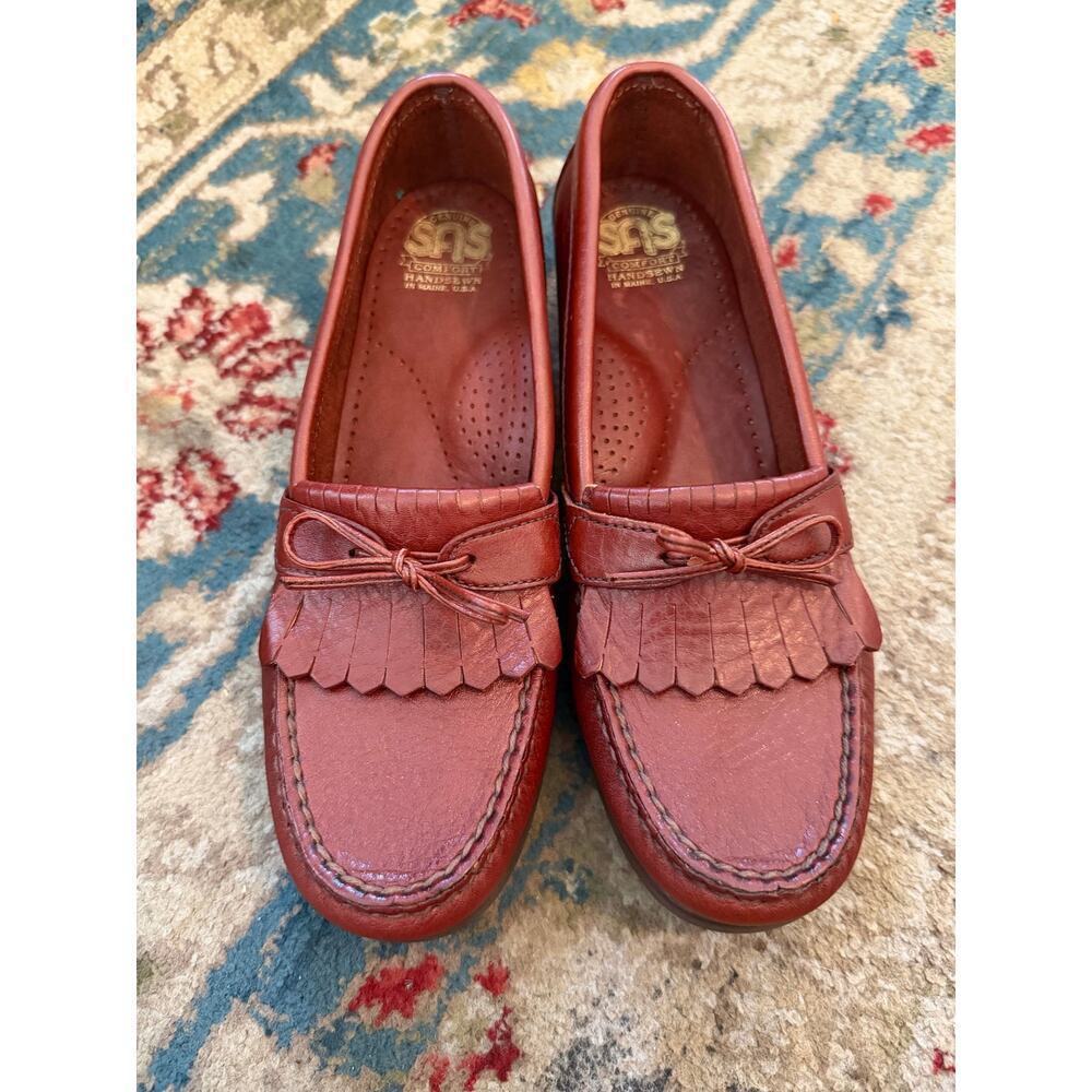 SAS Genuine Handsewn Slip On Comfort Shoes Loafer Red Size 7.5